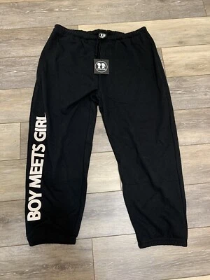 Pantalones deportivos BOY MEETS GIRL XL para mujer con letras en bloque NUEVOS CON ETIQUETA letras negras blancas Foto 1 de 4