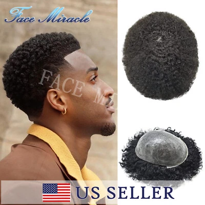 Peluca toupee afro toupee para hombre negro completo PU hombre peluca toupee afroamericana para hombre Foto 1 de 4