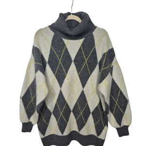 Pringle of Scotland x HM Womens Sweater Size M Pullover Oversized Dress Argyle - Picture 1 of 7