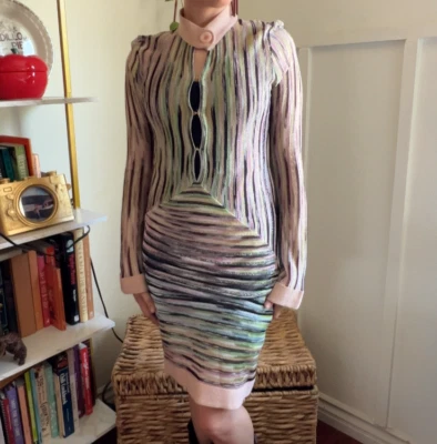 Vestido ceñido al cuerpo transparente de malla metálica vintage talla XS/S 70s 80s glamour retro discoteca Foto 1 de 4