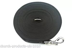 65ft 20m Long Dog Training Leads Obedience Recall Leash Large 25mm Wide in Black - Picture 1 of 7