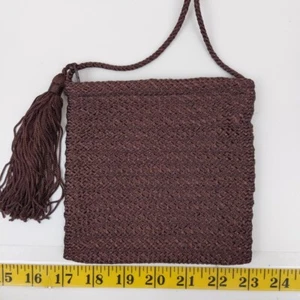 Collezione New York Brown Woven Crossbody Bag Tassel Boho Purse Made in USA - Picture 1 of 4