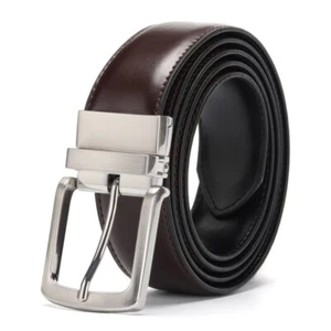 Cinturón de cuero para hombre con hebilla reversible marca de lujo cinturones de piel de vaca cintura masculina - Imagen 1 de 15