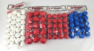 VINTAGE Lot of 83 Unbreakable Red Blue White Satin Silk Christmas Ornaments NEW - Picture 1 of 6