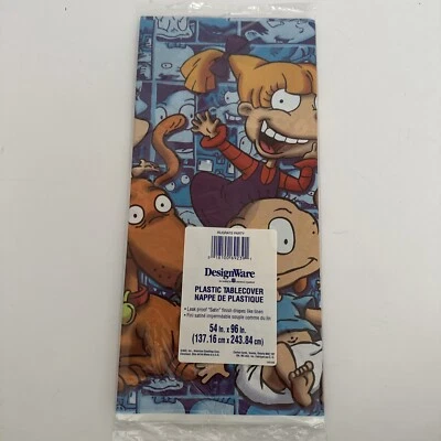 老式Nickelodeon RUGRATS塑料生日派对桌布54 X 96全新 — 第 1/3 张图片
