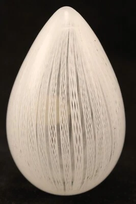 Vintage Murano Hand Blown Art Glass Egg Paperweight Latticino Italy Foto 1 de 4