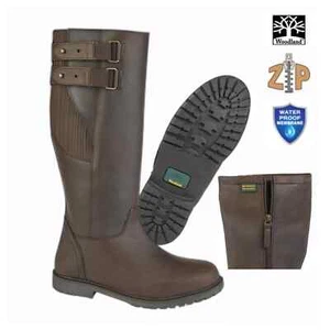 WOODLAND BLAKE WASSERDICHT braun Wachsleder Reißverschluss Zwickel Schnalle Landstiefel - Bild 1 von 4