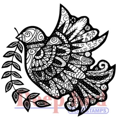 Резиновый зажимной штамп темно-красного цвета Dove Zentangle - Изображение 1 из 3