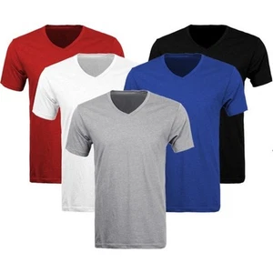 3-6 Pack Lots Men's Plain Slim Fit Plain V-Neck T-Shirts Muscle Tee Short Sleeve - Picture 1 of 13