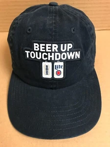 Miller Lite Hat Beer Up Touchdown Cap Hat Dark Blue Football Adjustable - Picture 1 of 8
