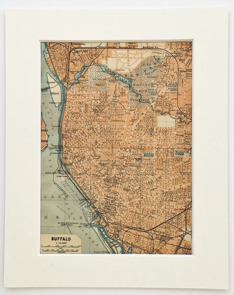 BUFFALO City Street Plan - 1909 Mounted Antique Map - United States USA America - Image 1 of 1