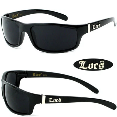 Discounted Locs Mens Cholo Biker UV400 Sunglasses - Black LC21 - Image 1 of 2