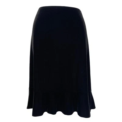 Vintage Alex Evenings Black Velvet Flare Hem Midi Skirt Women's Size Large — 第 1/4 张图片