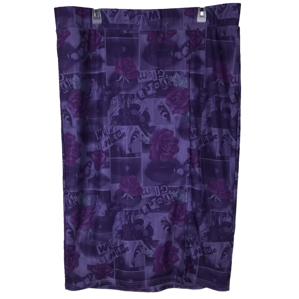 Torrid Betsey Johnson Mesh Pencil Skirt Front Slit Lined Purple Floral Size 2 2X - Image 1 of 4