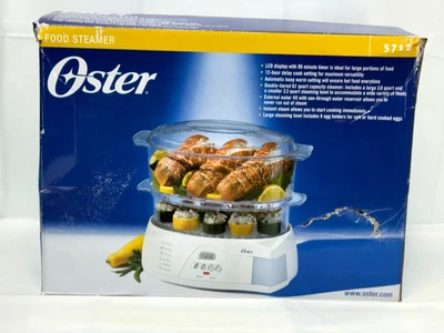 NEW Oster 5712 Double-tiered 6.1 qt White Food Cooker & Steamer LCD Display - Image 1 of 4