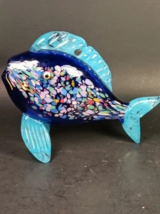 Themse gesprenkelte Kunst Glas Fisch Figur - Bild 1 von 11