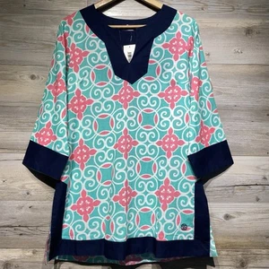 Simply Southern Tunika Damen XL 3/4 Arm Cover Up hell bunt geometrisch - Bild 1 von 8