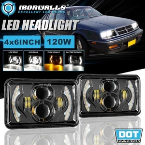 For Chrysler LeBaron 1977-1992 Pair 4x6" Square LED Headlight Hi/Lo Beam DRL - Picture 1 of 12