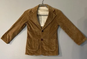 Boys tan Vintage Corduroy 2 Button Blazer Jacket sport suit coat cotton USA 10 - Picture 1 of 5