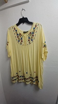 Vestido/camisa amarilla vintage para mujer talla XL mezcla de rayón hecha en la India Foto 1 de 4