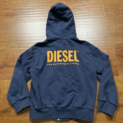 Moletom Diesel com capuz juvenil 8 azul zíper completo Alt City retrô clássico - Imagem 1 de 4