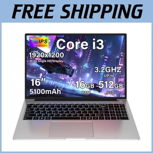 Core i3 3,2 GHz computer portatile 16 GB RAM 512 GB SSD 2K display - argento - Foto 1 di 15