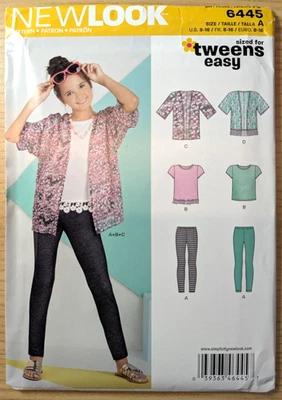 New Look 6445 Sz A 8-16 Sized For Tweens Jacket Pullover Top Leggings EASY UNCUT - Image 1 of 3