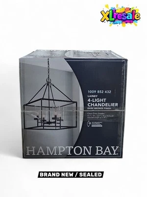 Lámpara de araña Hampton Bay Lainey de bronce de 4 luces con pantallas de vidrio transparente NUEVO Foto 1 de 4