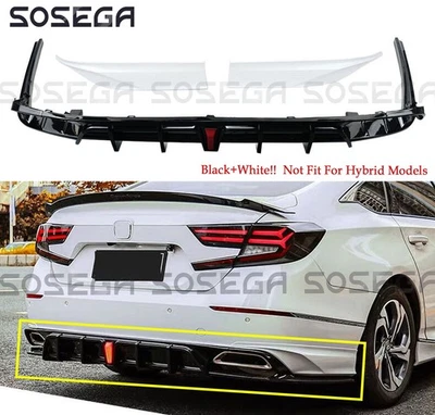 Para Honda Accord 18-20 Yofer Um conjunto difusor de para-choque traseiro e aventais de canto brancos cuspidos - Imagem 1 de 4