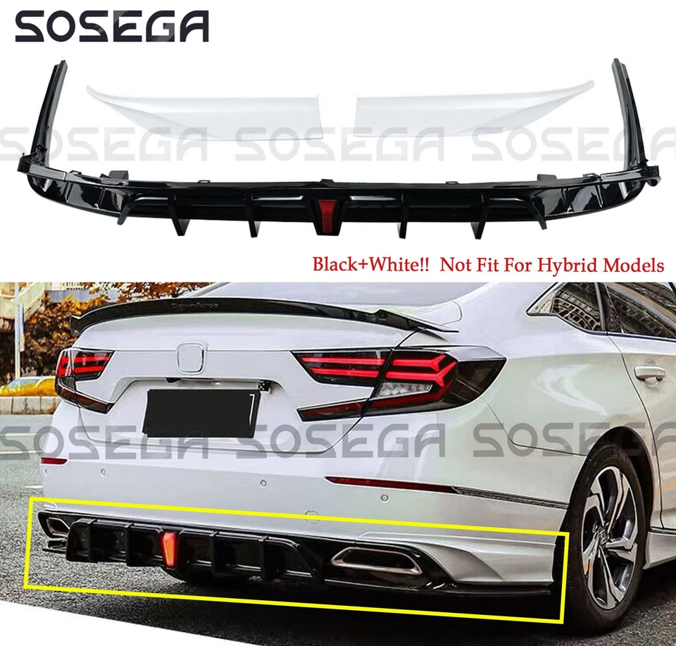 Para Honda Accord 18-20 Yofer Um conjunto difusor de para-choque traseiro e aventais de canto brancos cuspidos - Imagem 1 de 4