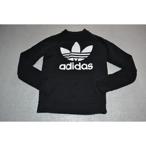 29891 Adidas Sweatshirt Pullover Black Cotton Blend Size XS Girls - Picture 1 of 6