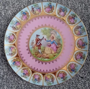 Vintage Bavarian Porcelain Fragonard Love Story Patten Alt Wien Pink & Gilt - Picture 1 of 4