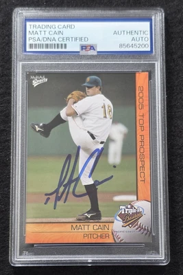 2005 MATT CAIN Signed ROOKIE Baseball Card-SAN FRANCISCO GIANTS-PSA - Image 1 of 4