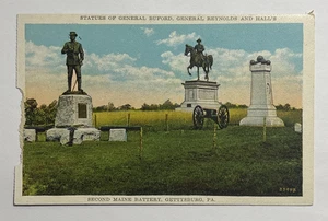 Postal de las estatuas del general Buford Reynolds and Halls Gettysburg Pennsylvania - Imagen 1 de 3