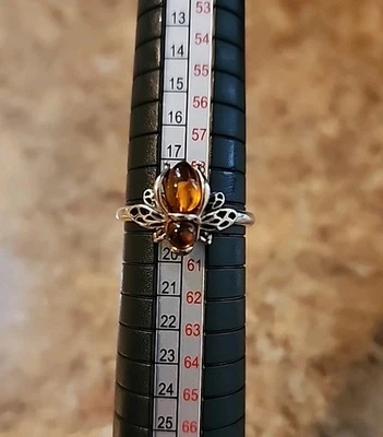 Anillo de abeja ámbar báltico y plata de ley Foto 1 de 4
