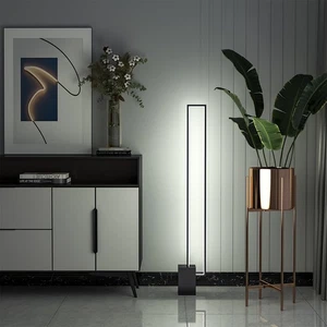 1x Modern Minimalist Rectangle Corner Lamp Reading Light Black Frame for Bedroom - Picture 1 of 13