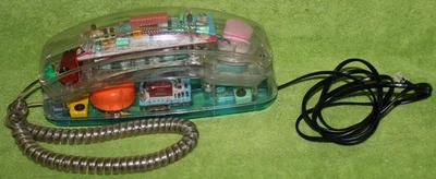 Telefono Unisonic anni 80 trasparente retrò pulsante modello 6900 vintage testato - Immagine 1 di 4