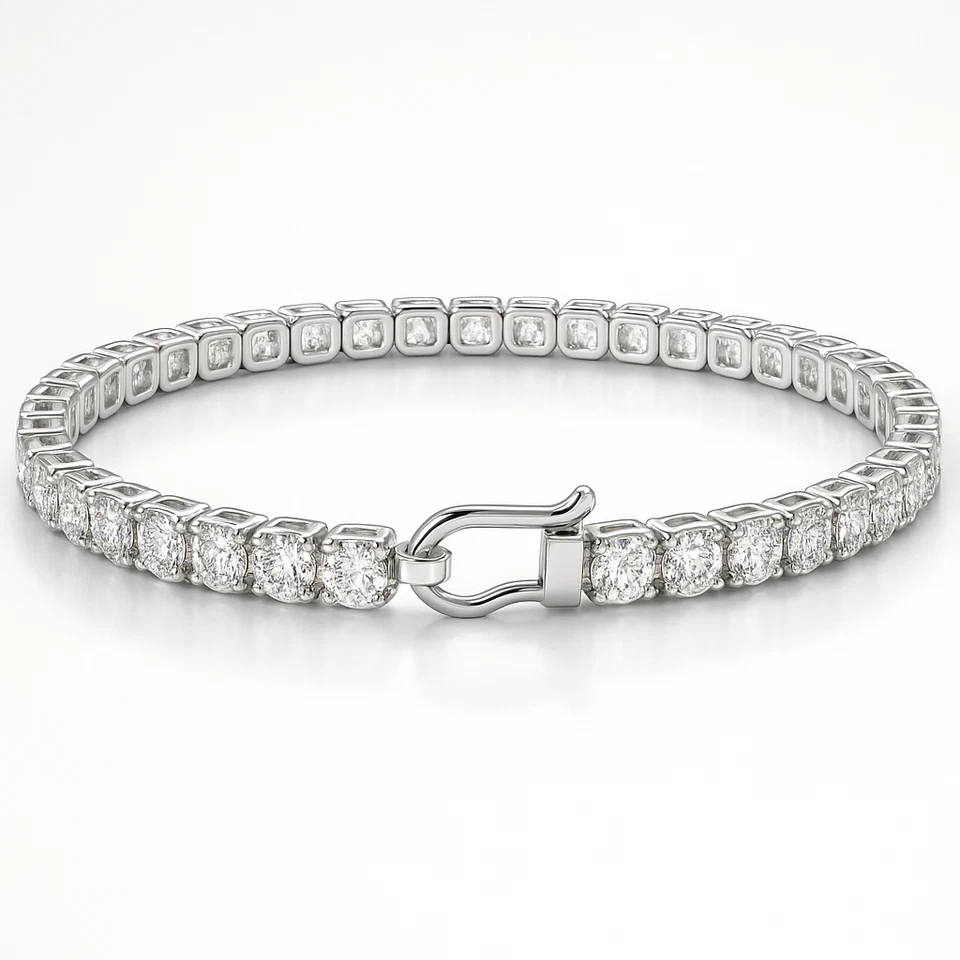 7 Ct Treated Natural Diamond Tennis Bracelet 14K White Gold Jewelry - Image 1 of 1