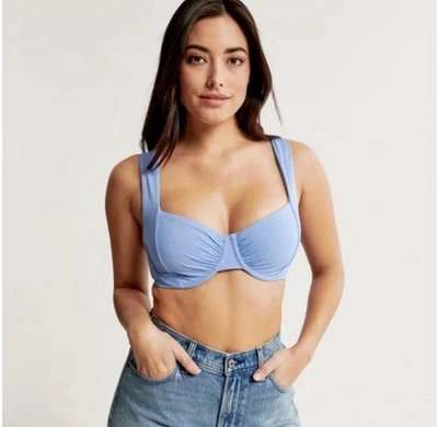 Top de biquíni Abercrombie & Fitch Curve Love com aro — azul claro, cintilante🪩 — Pequeno - Imagem 1 de 4