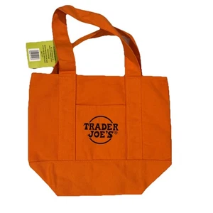 Limited Trader Joe's Mini Halloween Orange Canvas Tote Bag - Picture 1 of 1