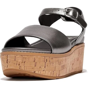 FitFlop Women's Eloise Cork Wrap Wedge Sandals, Classic Pewter Mix Size 9M - Picture 1 of 4