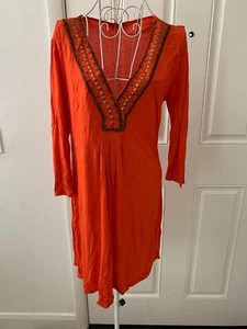 Women joyous & free Red Beaded 3/4 Sleeve V Dress Size S - Picture 1 of 14