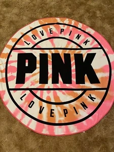 Victoria Secret Pink VS Glam Circle Beach Towel Love Pink 55” Diameter - Picture 1 of 7