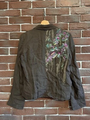 Blazer Vintage Kenzo Jungle Peacock Floral 100% Lino 40 Mujer Foto 1 de 4