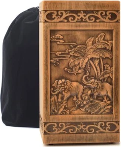 Wooden urns Ashes Human Cremation Adult Wood urn Male dad Elephant 250lbs  - Picture 1 of 6