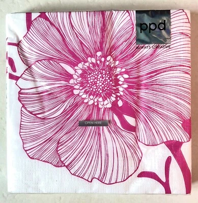 PPD “Sea Flower Pink” Napkins by Camilla Meijer, Floral Découpage Craft 20 Count - Image 1 of 2