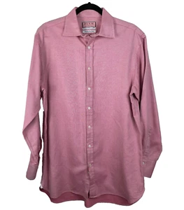 Pink Thomas Pink Shirt Mens 16 /36.5 Pink Check Superfine Two Fold Made Ireland - Picture 1 of 10