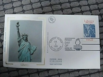 USA FIRST DAY COVER 1986 LIBERTY ISLAND SILK - Image 1 of 3