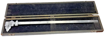 VINTAGE STARRETT VERNIER CALIPER NO. 122 24" WITH ORIGINAL WOOD CASE 580257 - Image 1 of 4