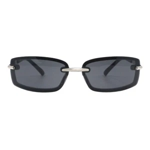 Rimless Style Sunglasses Unisex Rectangular Shield Fashion Shades UV400 - Picture 1 of 25